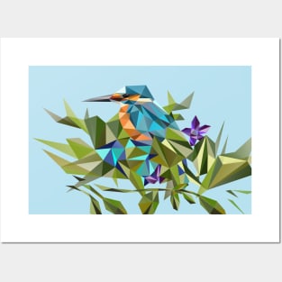 Common Kingfisher (halcyon) in Triangles Posters and Art